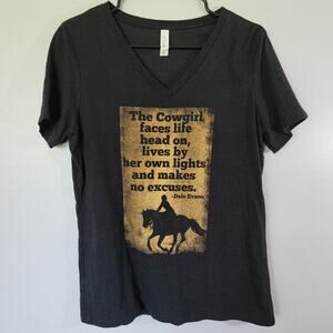 Cowgirl Western Equestrian Tee Womens Sz M Black T-shirt Rodeo Ranch Dale Evans